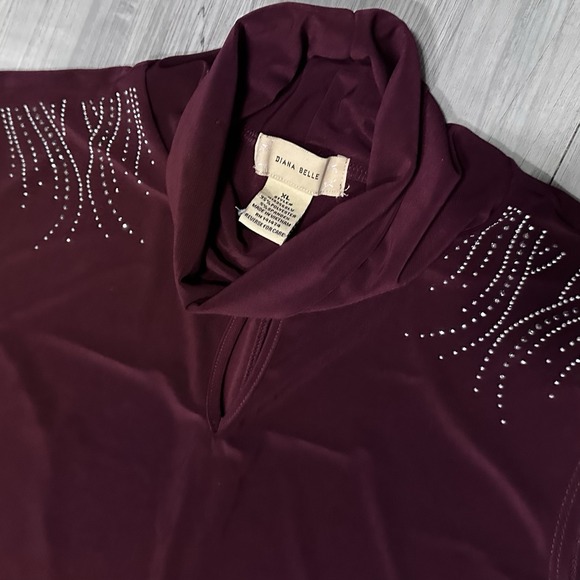 Diana Belle Tops - Diana Belle Sleeveless Turtleneck Top Size XL Women's Stud Bling Burgandy Maroon